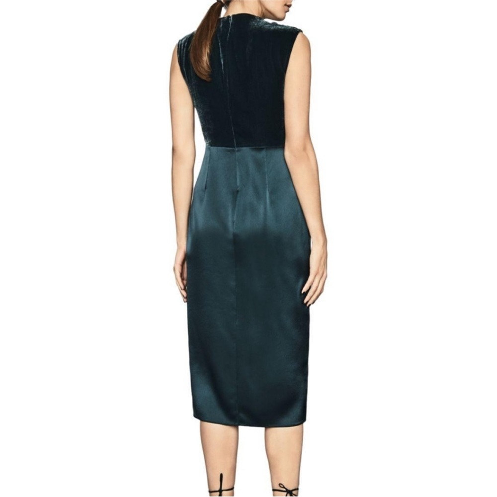 NWT Reiss Livvy Teal Green Velvet and Satin Deep Plunge Cocktail Dress 6 - Picture 5 of 12